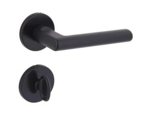 Fechadura para Porta de Banheiro Preto 55mm Comum Roseta Reta Arouca