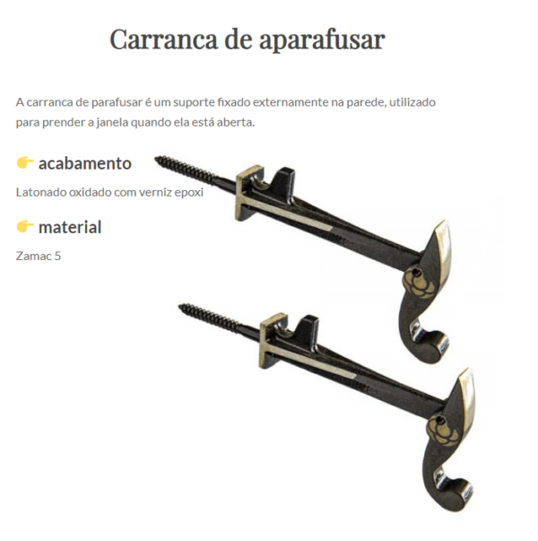 Par De Carranca De Parafuso E Bucha P/janela Antique - Imagem 2